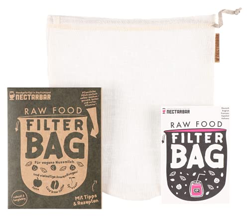 Nussmilchbeutel aus Leinen 24x27 cm - für Haferdrink &amp; Getreidedrink - waschbarer Filterbeutel, plas