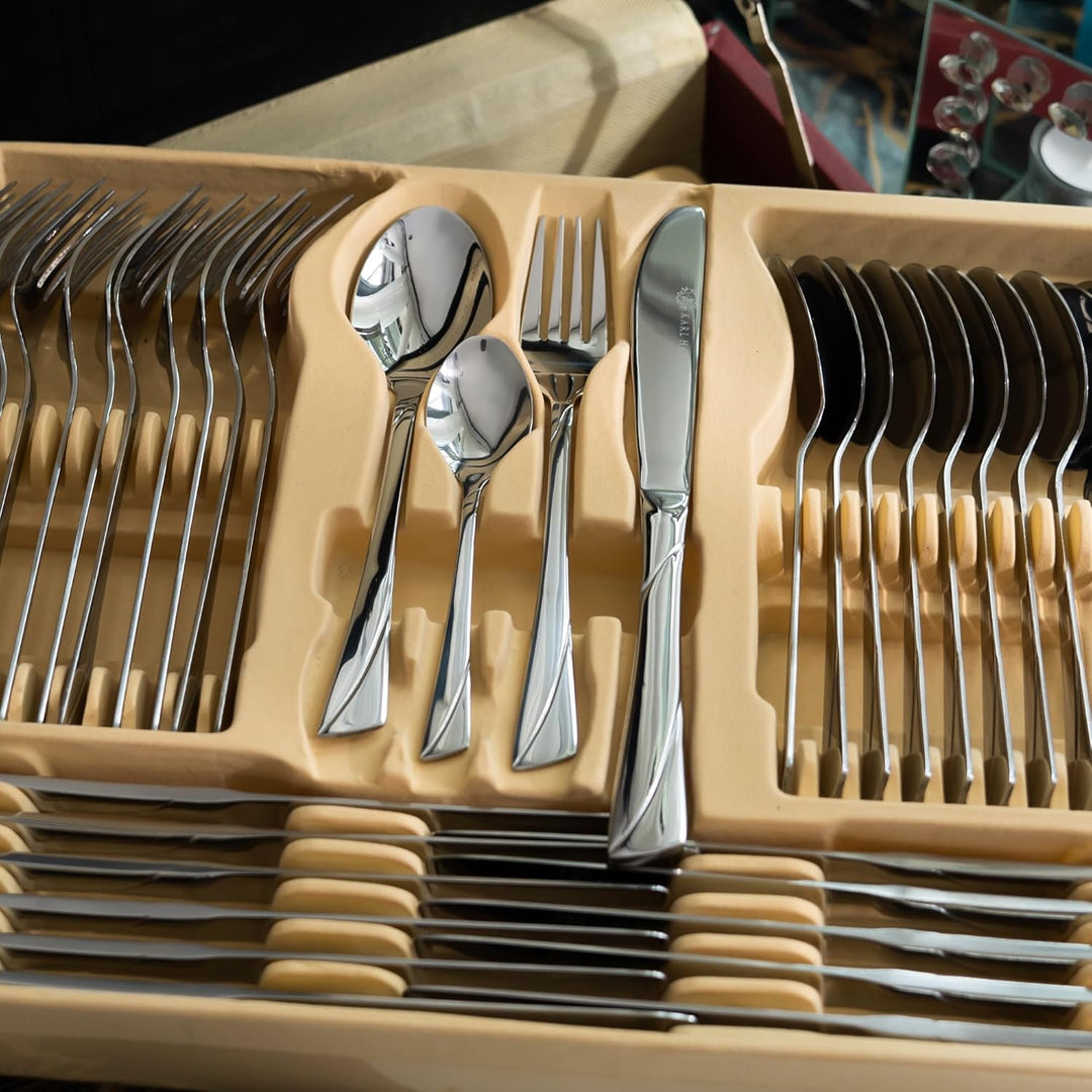 KARL HAUSMANN Besteck Set 12 Personen, 72 teilig Edelstahl Besteckset mit Koffer - Essbesteck mit Me