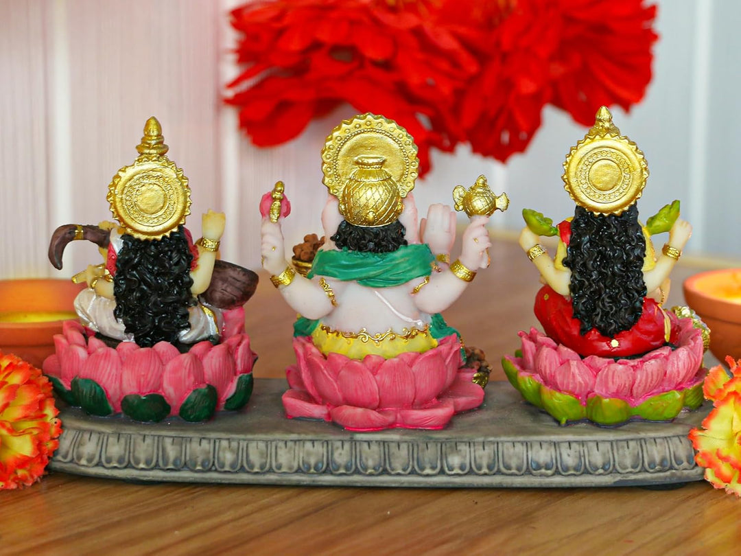 Indien Laxmi Ganesh Saraswati Statue – 9,9 cm H indischer Gott Lakshmi Ganesha Saraswati Idol Figur