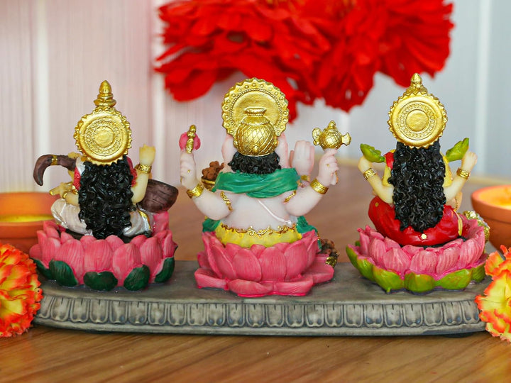 Indien Laxmi Ganesh Saraswati Statue – 9,9 cm H indischer Gott Lakshmi Ganesha Saraswati Idol Figur