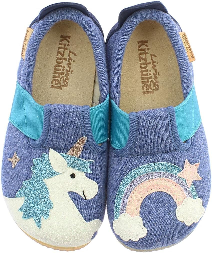Living Kitzbühel Mädchen T-Modell Einhorn&Regenbogen Hausschuh, Media Blue