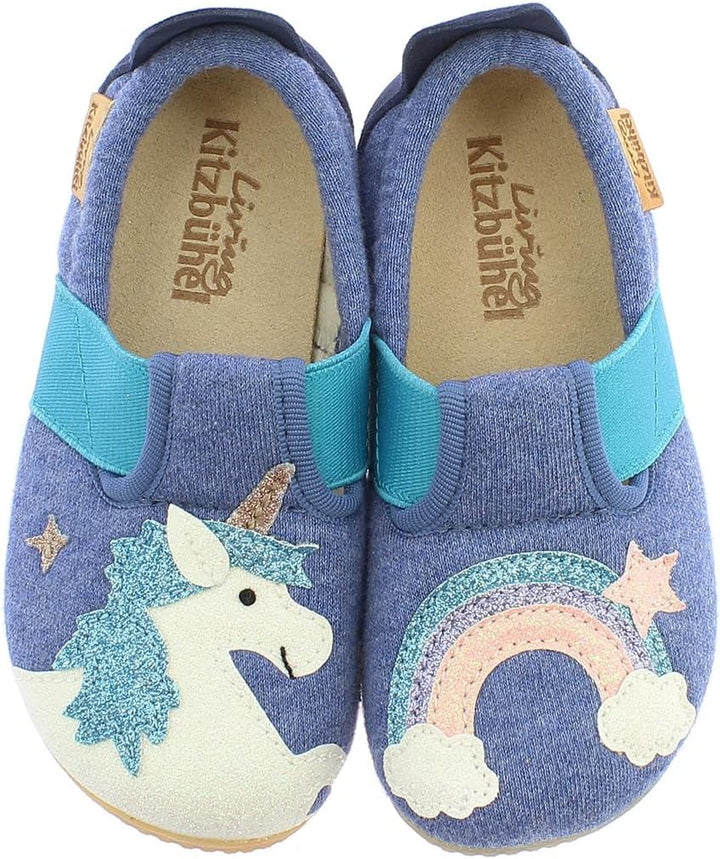 Living Kitzbühel Mädchen T-Modell Einhorn&Regenbogen Hausschuh, Media Blue