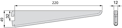 Emuca - Regalwinkel für Leistenprofil, doppelte Bohrung, Durchlass 32 mm 220mm, Set aus 20 Stück, We