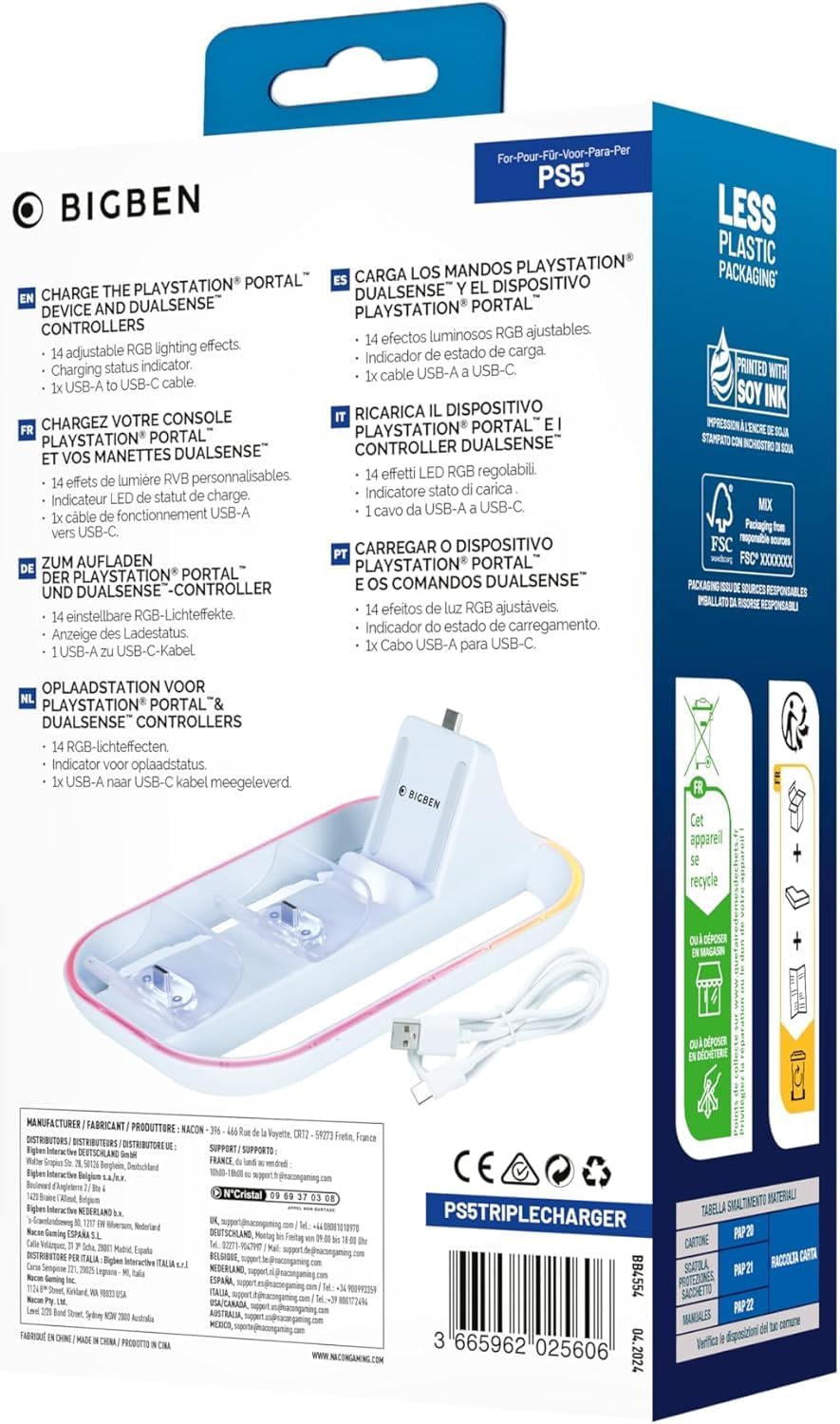 Dual-Halterung für PS5-Controller und Playstation-Portal mit RGB-Anzeigeleuchte. Nacon