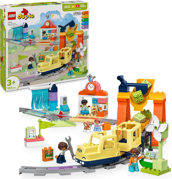 LEGO DUPLO Town Grosse interaktive Eisenbahn, Bauspielzeug für Kleinkinder ab 3 Jahren, Push & Go Lo