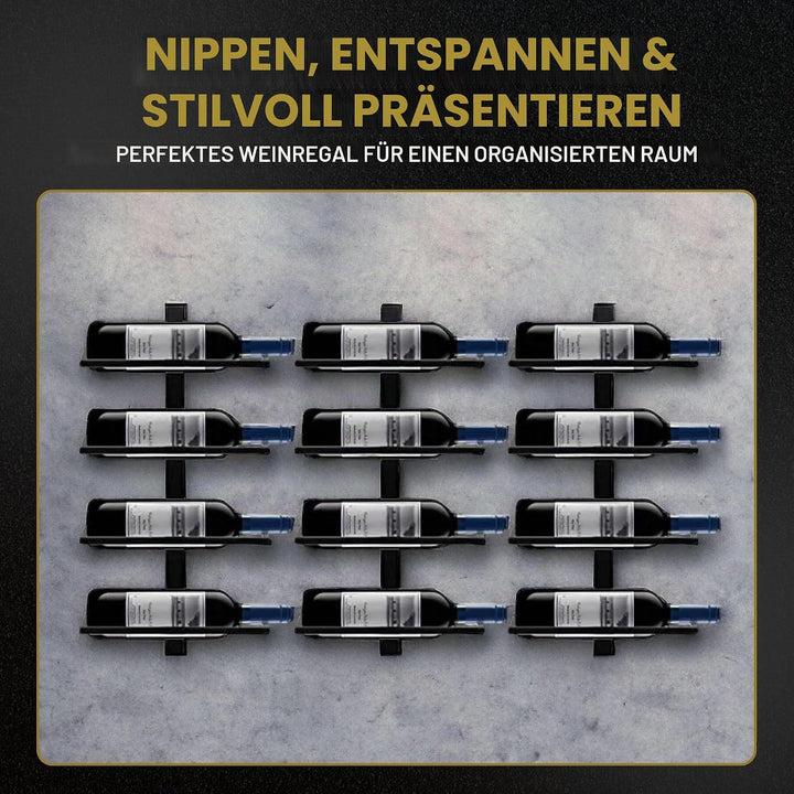 Wand-Weinregal für 4 Flaschen – Hängendes Weinregal aus Hochwertigem Stahl – Matt Schwarz – Industri