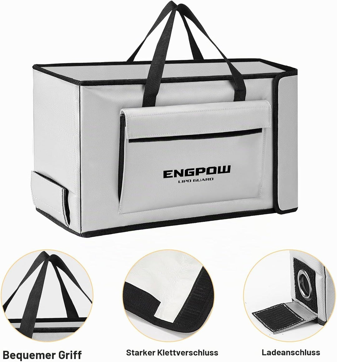 Akku Tasche Ebike Batterie Tasche Feuerfeste bis 2000°F Explosionsgeschützte Lipo Bag kompatibel mit