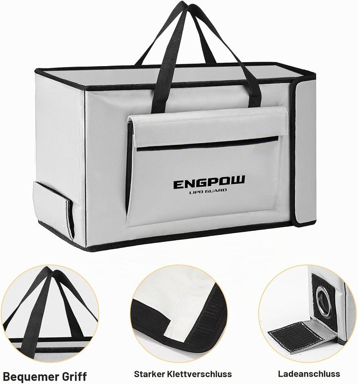 Akku Tasche Ebike Batterie Tasche Feuerfeste bis 2000°F Explosionsgeschützte Lipo Bag kompatibel mit