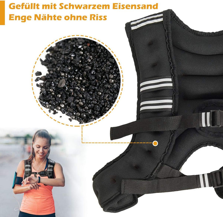 GOPLUS Gewichtsweste Trainingsweste, Laufweste mit Eisensandfüllung, Plattenträger Weste Einsatzwest