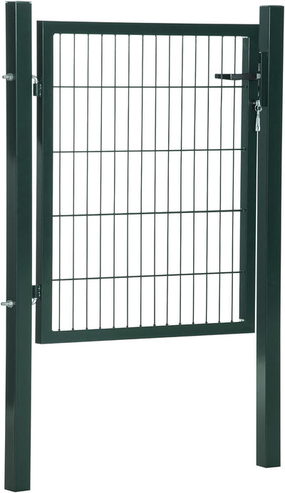 HOMCOM Gartentor Gartentür Zauntor Hoftür aus Stahl Griff Schloss und Schlüsseln 97 x 150 cm Grün