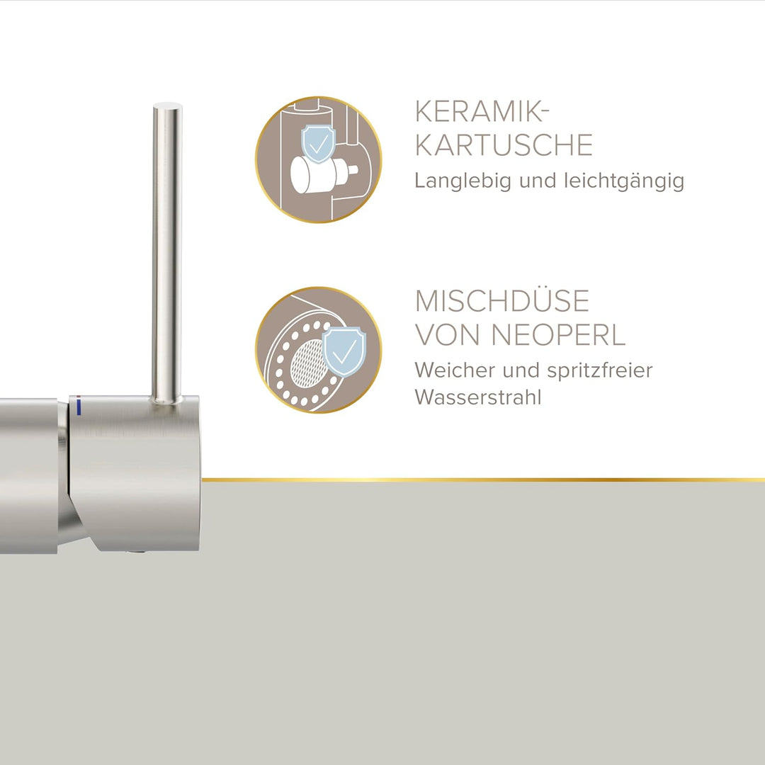 Lenz KALANI² Küchenarmatur mit Pendelbrause nickel-matt 46070322, Nickel-matt