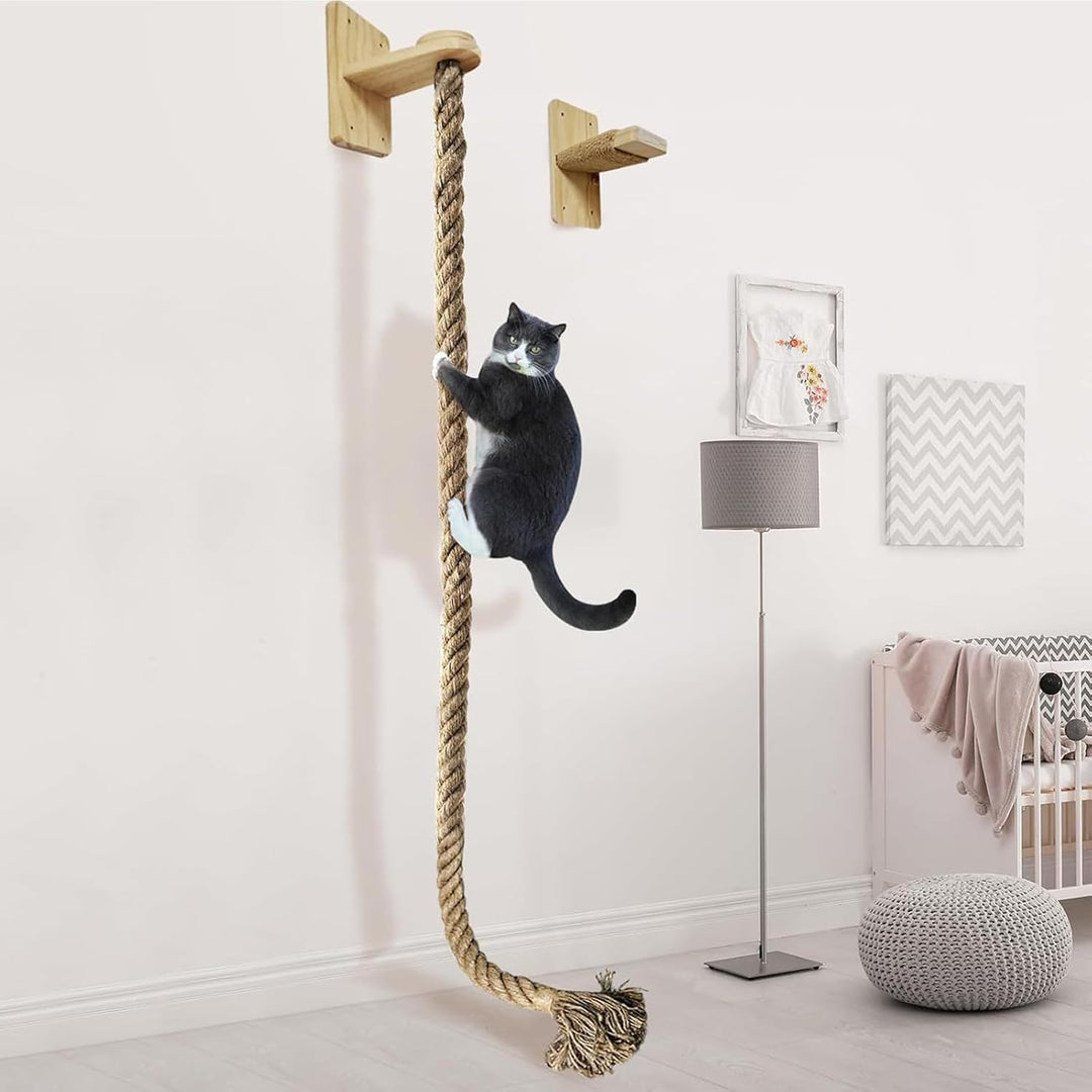 Cat Climbing Rope Kitten Tower Ladder Toy, Wall-Mounted Pet Jumping and Resting with Paw Grinding, S