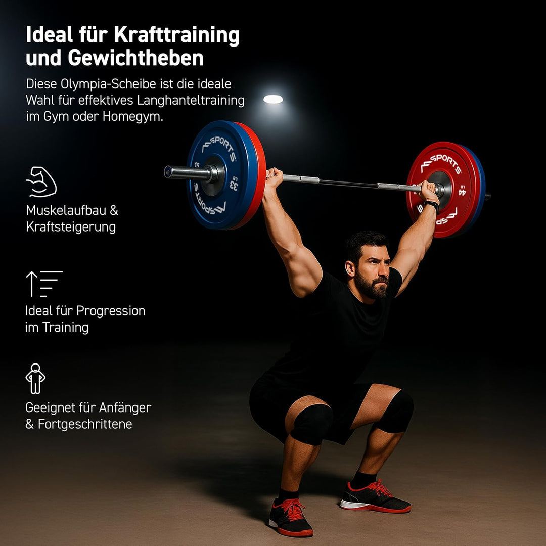 MSPORTS Olympia Hantelscheiben 2er Set Professional Lochdurchmesser 51 mm - Studio Qualität - Gussei