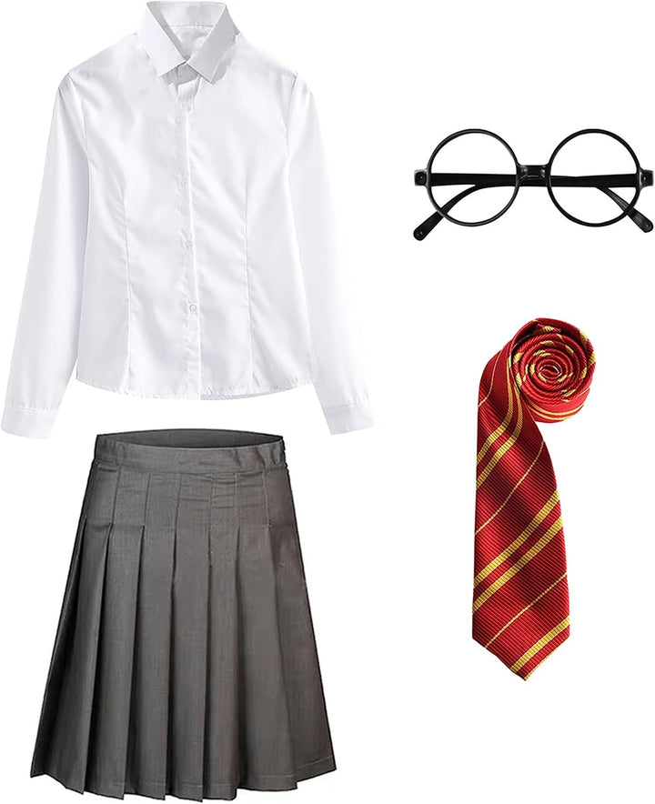 FStory&Winyee Zauberer Set Bluse Rock Weste Krawatte Brille Kostüm Zubehör für Kinder Erwachsene Zub