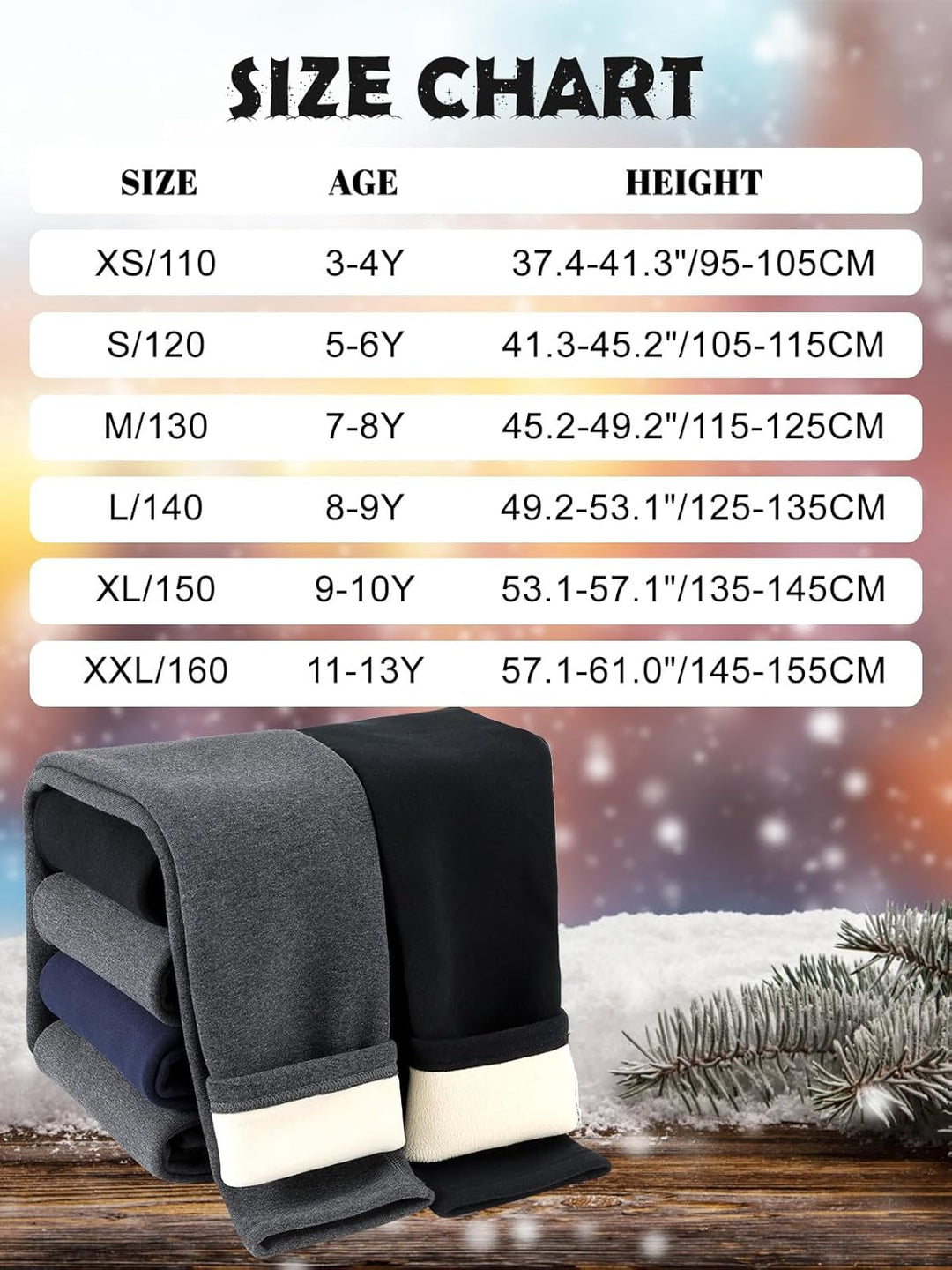 Soudittur Thermo Leggings Mädchen Dicke Gefütterte Thermo Leggings Winter Baumwolle Warm Thermohosen