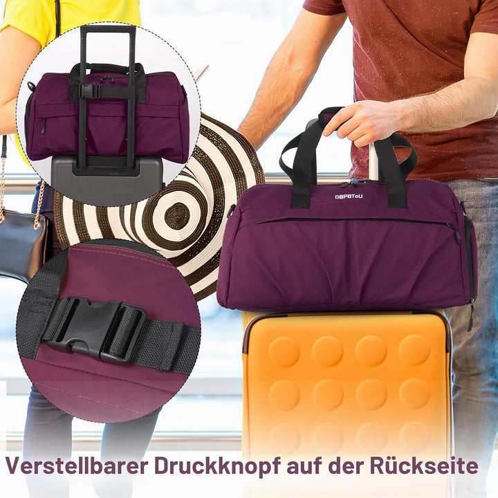 Sporttasche Damen Herren Hartes Material, Reisetasche mit Schuhfach Zwei Belüftungslöchern und Nassf