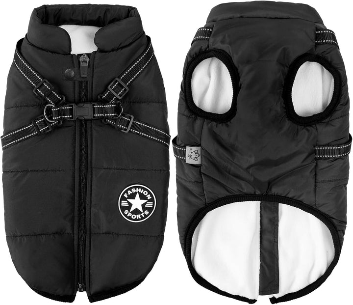 Hundejacken für den Winter Winddicht Wasserdicht 2 in 1 Fleece Wintermantel für Kleine Hundeweste Wi