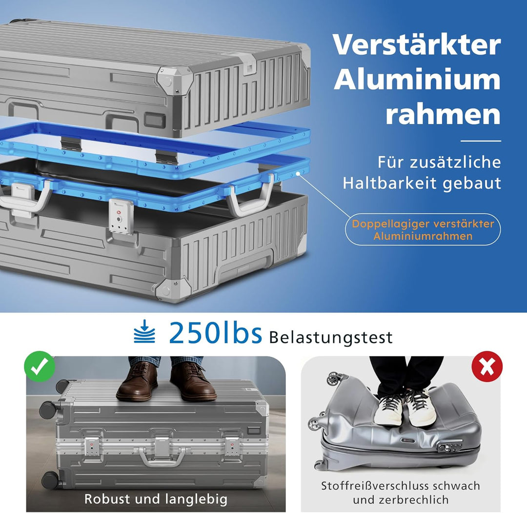 ALPHA CAMP Koffer Grösse XL Reisekoffer Leicht Hartschalenkoffer Polycarbonat 98L Luggage Suitcase m