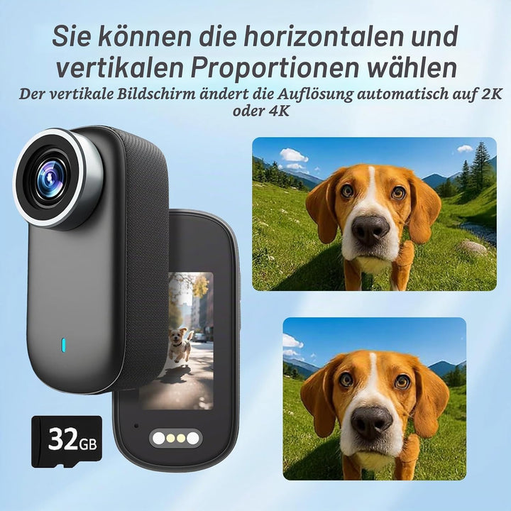 Mini Action Cam für Fahrrad Motorrad, Sport und Vlog-Aufnahmen, 4K UHD &amp; 150° Weitwinkel IP65 wasser