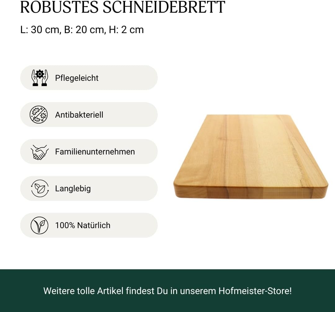 HOFMEISTER® Schneidebrett Kernbuche geölt – Robustes und langlebiges Schneidebrett, hochwertig verar