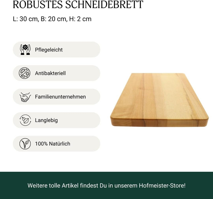 HOFMEISTER® Schneidebrett Kernbuche geölt – Robustes und langlebiges Schneidebrett, hochwertig verar