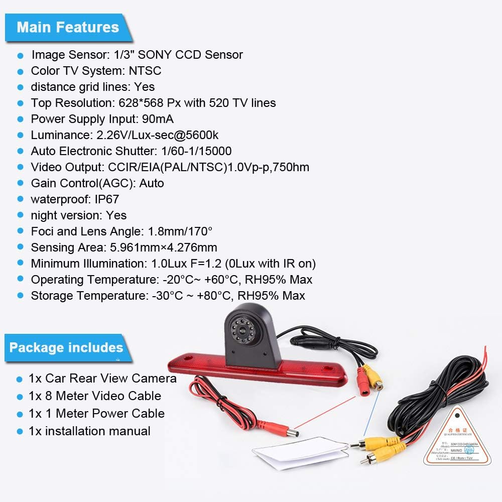 Auto Bremsleuchte Rückfahrkamera für Peugeot Expert/FIAT Scudo/Citroen Jumpy 2007 – 2016 (Neuer Gege