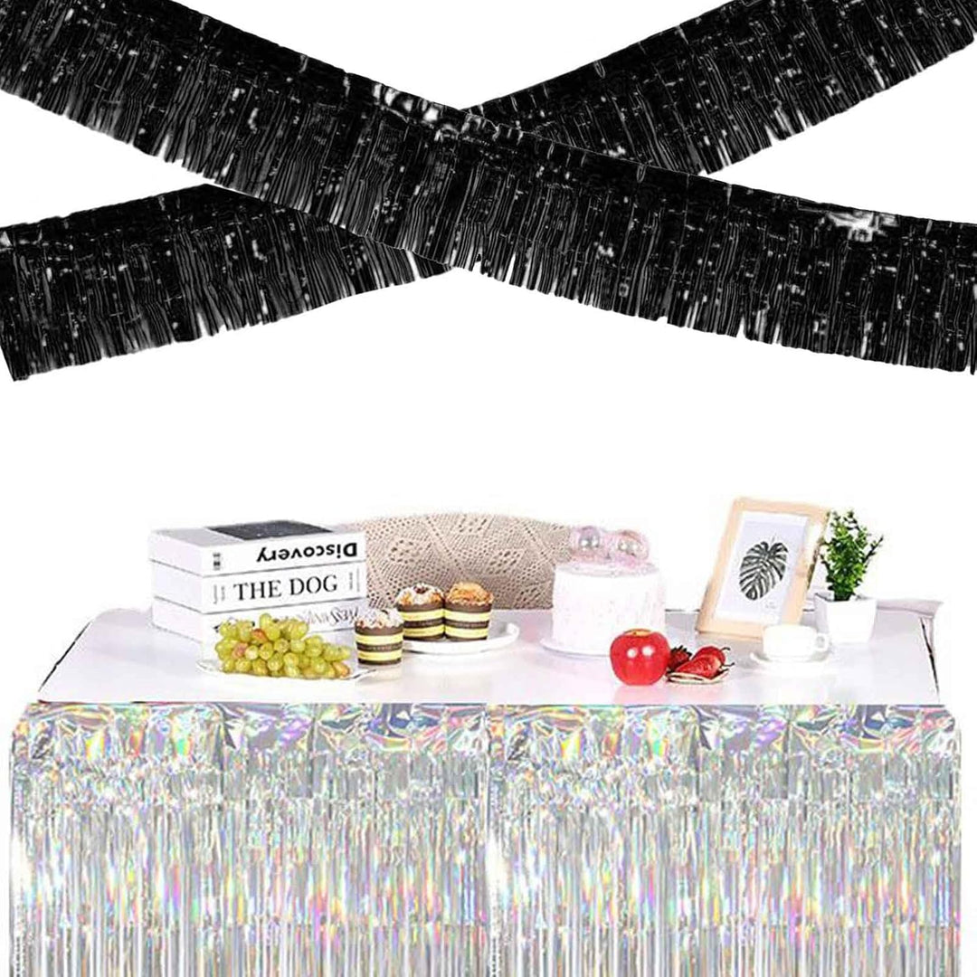 We Moment Zone 6-Pakete Schwarz Fransen Girlande Metallic, Metallic-Folien-Fransengirlande Hängedeko
