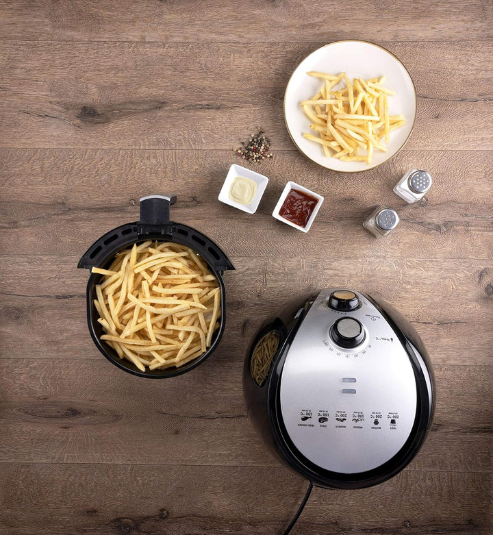 alpina Heissluftfritteuse - Airfryer - XL 3,2 Liter - 80-200 Grad - 1500 Watt - Schwarz 3,2 LITER AI