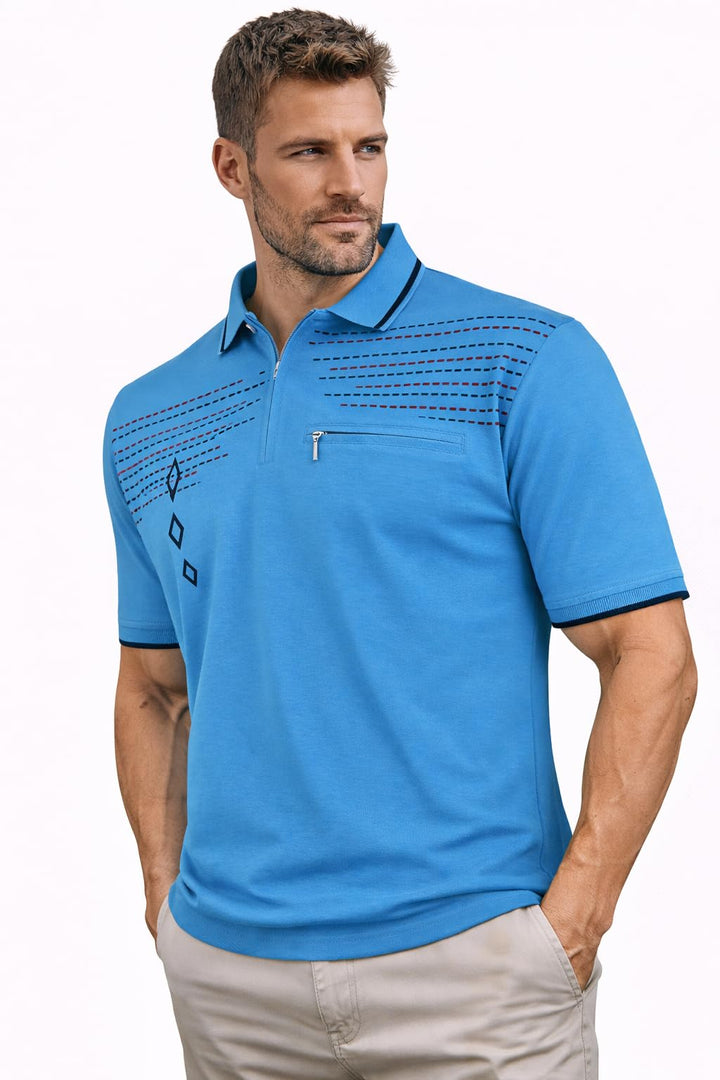 Soltice Herren Kurzarm Poloshirt, Polohemd Kragen, Gestreifte Blousonshirt mit Brusttasche aus Baumw