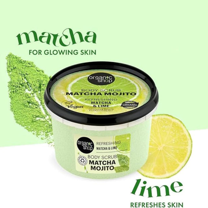 Organic Shop Refreshing Mojito Body Scrub Matcha & Lime (250ml) Matcha & Limette 250 g (1er Pack), M