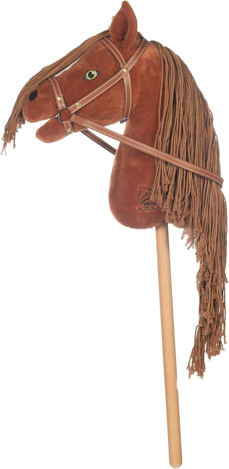 HKM Hobby Horse -Mini- Steckenpferd aus weichem Plüsch mit Abnehmbarer Trense (braun/schwarz), Braun