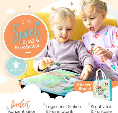 zoula kidz® Stickerbuch ab 3 Jahre - hochwertige, Wiederverwendbare Sticker ohne Klebstoff - Sticker