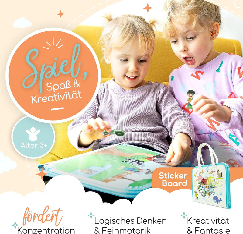 zoula kidz® Stickerbuch ab 3 Jahre - hochwertige, Wiederverwendbare Sticker ohne Klebstoff - Sticker