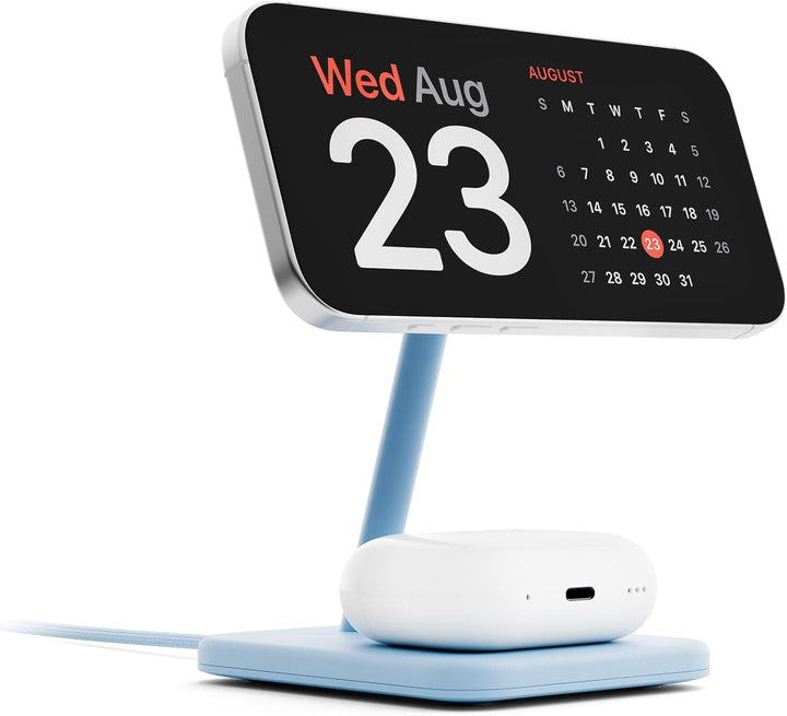 Twelve South HiRise 2 Deluxe 2-in-1 Kabellose Ladestation für Apple Geräte Qi2 MagSafe Ladegerät, Sc