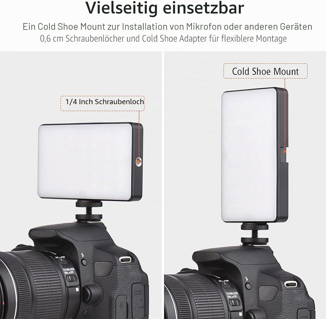 Video Licht RGB, Andoer LED Videoleuchte mit 3100 mAh Akku,Mini Kamera Licht,Dimmbare 2500K-9000K,Wi