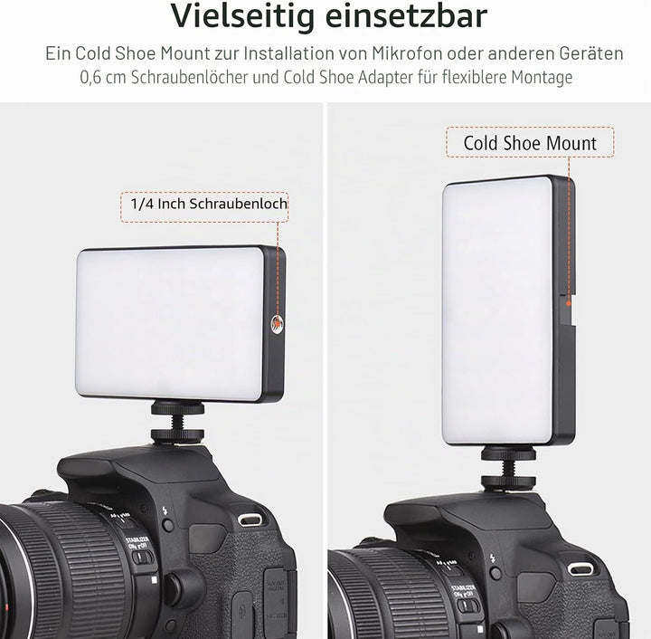Video Licht RGB, Andoer LED Videoleuchte mit 3100 mAh Akku,Mini Kamera Licht,Dimmbare 2500K-9000K,Wi