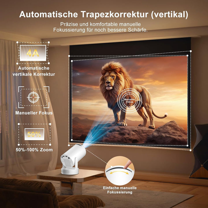 Salange Portable Beamer 2026, Klein Handy Beamer unterstützt 8K 1080P mit WiFi 6 und Bluetooth 5.4,