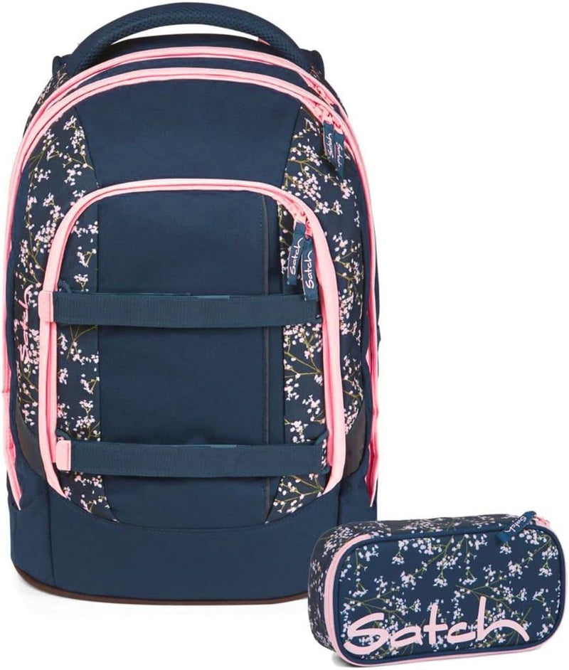 satch Pack Schulrucksack Set 2tlg. inkl. Schlamperbox Bloomy Breeze, Bloomy Breeze