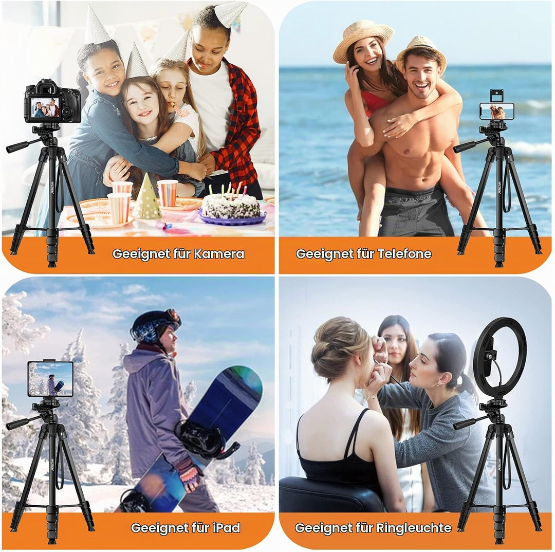 Handy Stativ, 2024 Upgrade 172cm/67inch Kamera Stativ für Smartphone iPad mit Telefonhalterung und F