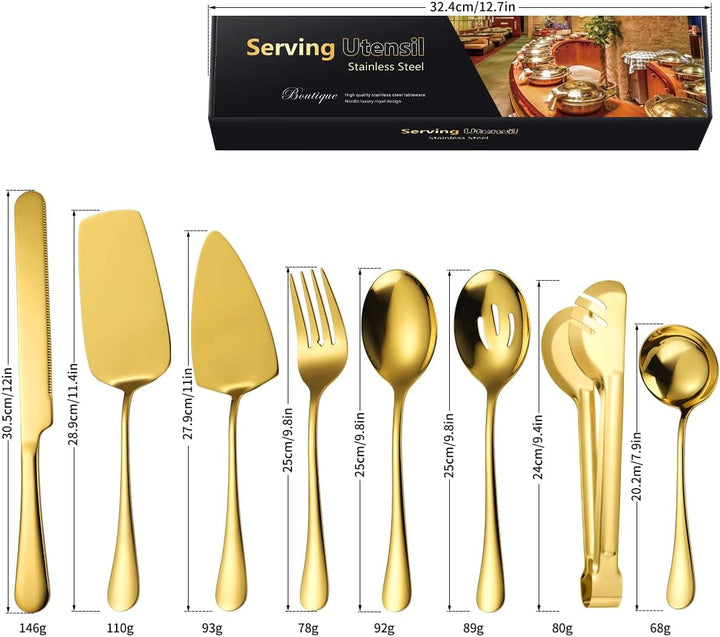 AARAINBOW Hostess - Grosses Servierutensilien-Set, 8-teilig, aus Edelstahl, für Buffet-Partys, Beste