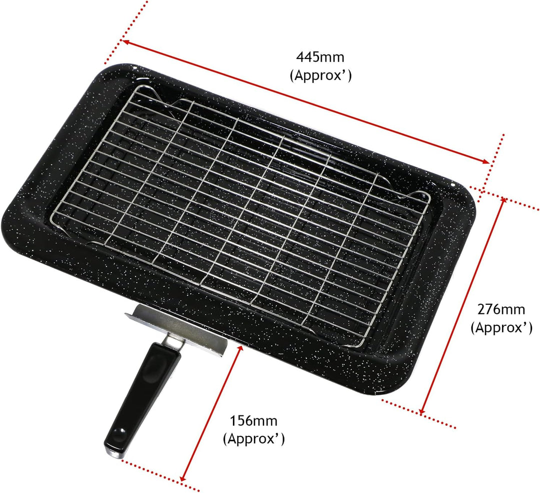 spares2go emailierten Grillpfanne Kit für Falcon Ofen Herd (445 x 276 x 34 mm)