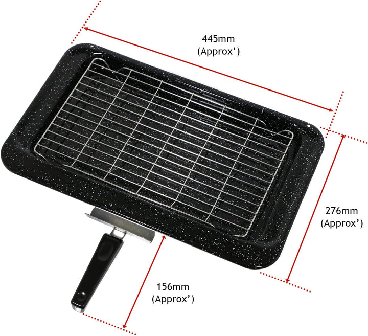 spares2go emailierten Grillpfanne Kit für Falcon Ofen Herd (445 x 276 x 34 mm)