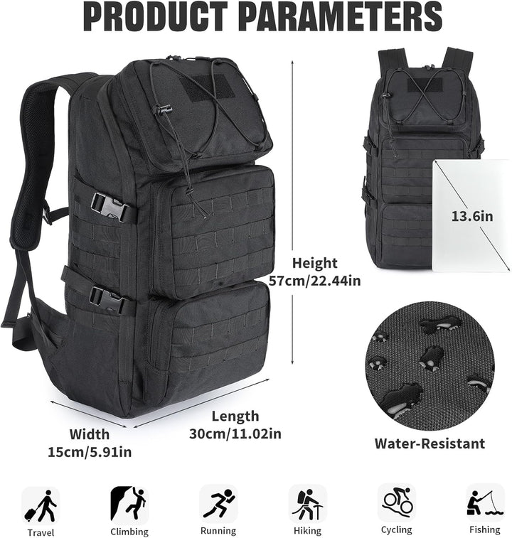 VINBAGGE Molle Rucksack Herren Wanderrucksack Taktischer Backpack Schulrucksack 900D Nylon Mehrere T