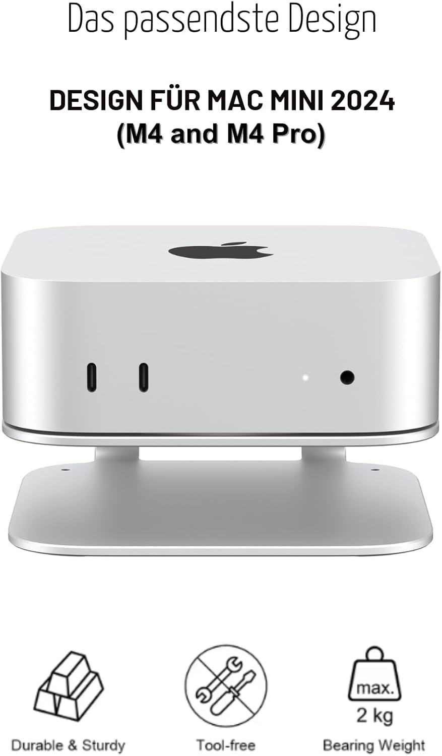 Mac mini M4 Ständer, Aluminium-Halterung für 2024 Mac mini M4 und M4 Pro, integrierte Kühlung, Zugri