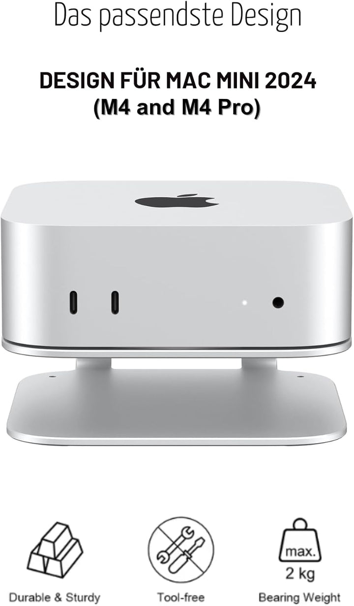 Mac mini M4 Ständer, Aluminium-Halterung für 2024 Mac mini M4 und M4 Pro, integrierte Kühlung, Zugri