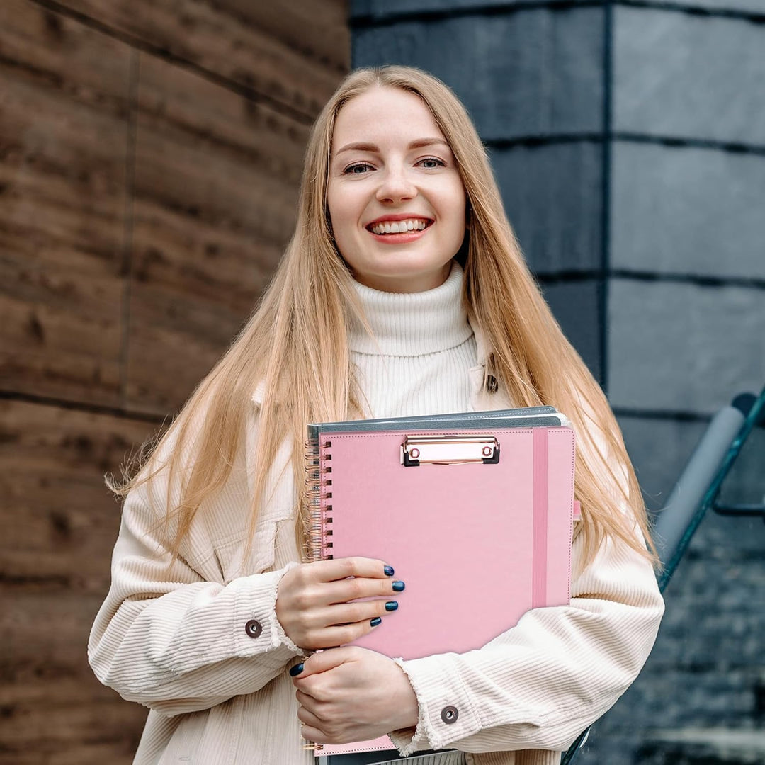 HAUTOCO PU-Leder Klemmbrett Folio mit Zip Beutel, Klemmbrettmappe A4 mit nachfüllbarem Notizblock, K