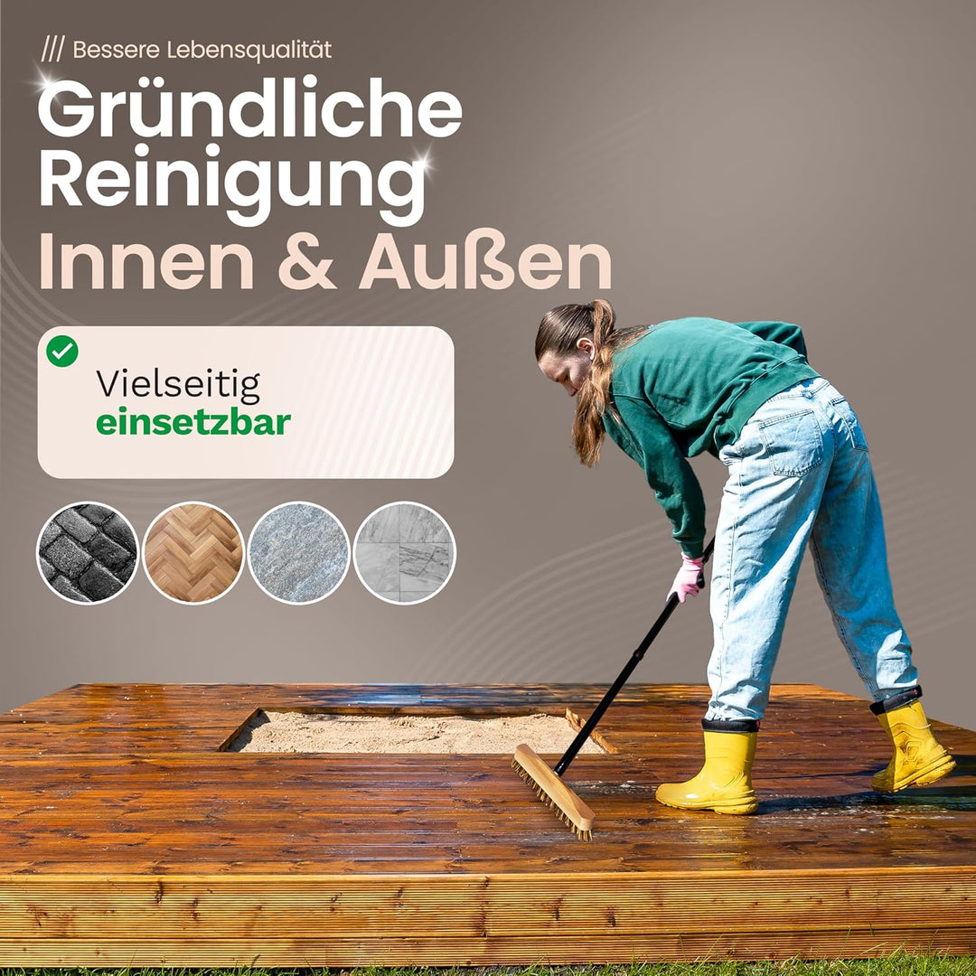 Novaliv 2X Wischer aus stabilem Holz mit Kunststoff Borsten mit Gewinde und Schraub- Steckstiel vier