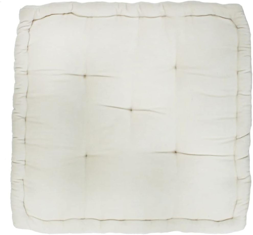Thedecofactory Arthur Sitzsack Boxspringbett, Velours, Baumwolle, Ecru, 40 x 40 x 8 cm