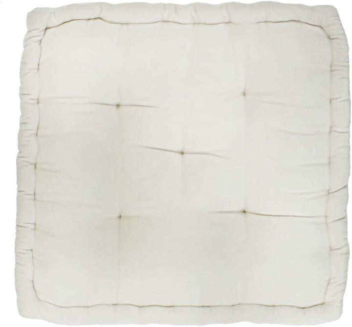 Thedecofactory Arthur Sitzsack Boxspringbett, Velours, Baumwolle, Ecru, 40 x 40 x 8 cm