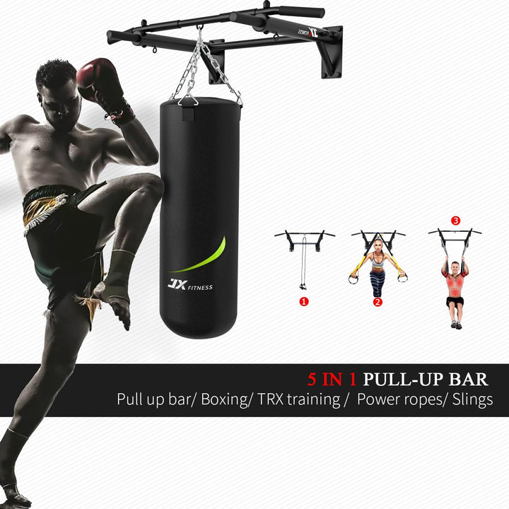 JX FITNESS Klimmzugstangen Klimmzugstange Wandmontage Heimturnhalle Pull Up Bar, 3 Ösen für TRX Trai